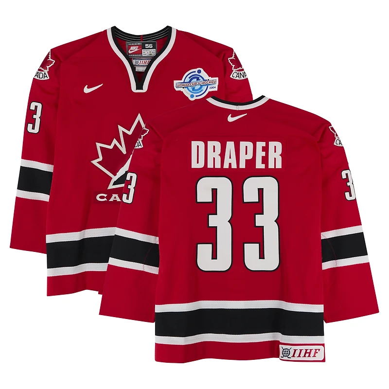 Kris Draper Team Canada Game-Used #33 Red Nike Jersey vs. Team Russia on September 4 during the 2004 World Cup of Hockey