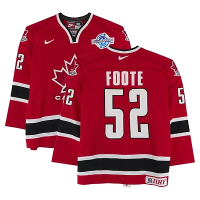 Adam Foote Team Canada Game-Used #52 Red Nike Jersey vs. Team Russia on September 4 during the 2004 World Cup of Hockey