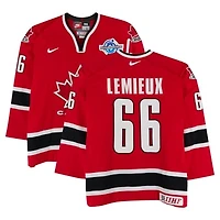 Mario Lemieux Team Canada Game-Used #66 Red Nike Jersey vs. Team Russia on September 4 during the 2004 World Cup of Hockey