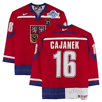 Petr Cajanek Team Czech Republic Game-Used #16 Red Nike Jersey vs. Team Germany on September 3 during the 2004 World Cup of Hockey