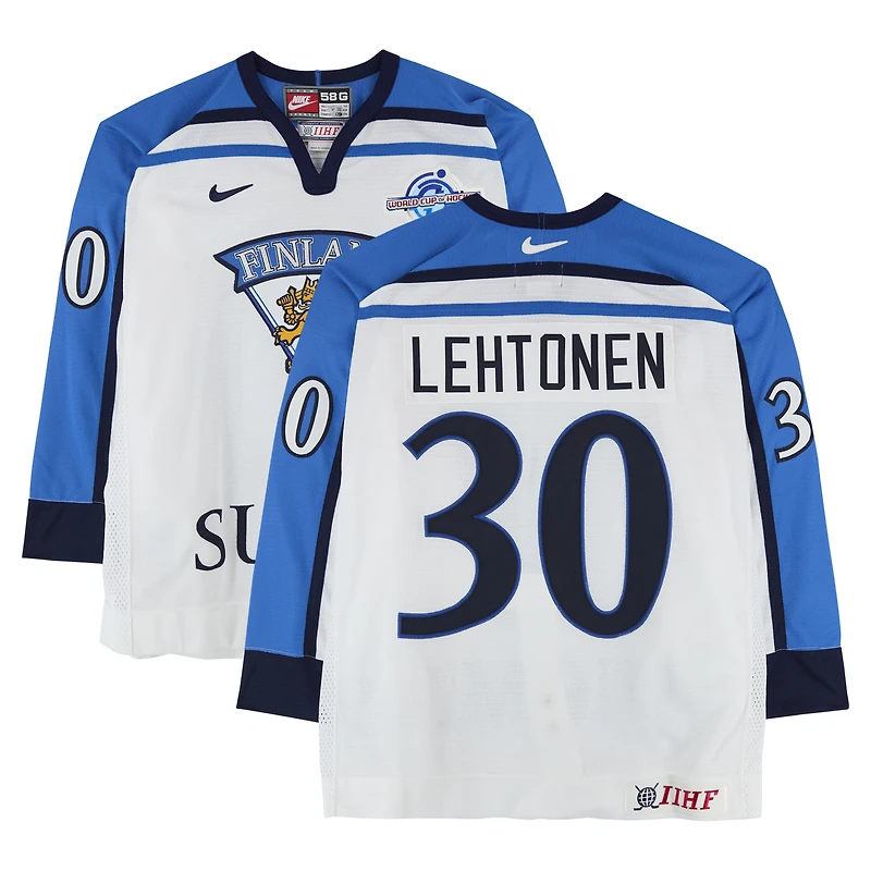 Kari Lehtonen Team Finland Game-Used #30 White Nike Jersey from the 2004 World Cup of Hockey