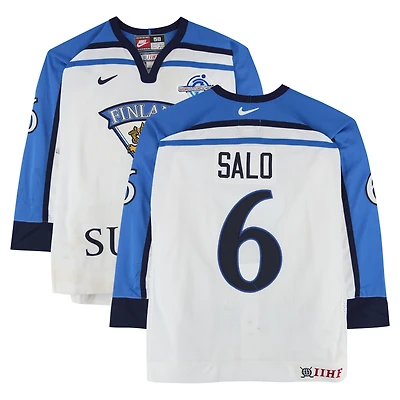 Sami Salo Team Finland Game-Used #6 White Nike Jersey from the 2004 World Cup of Hockey