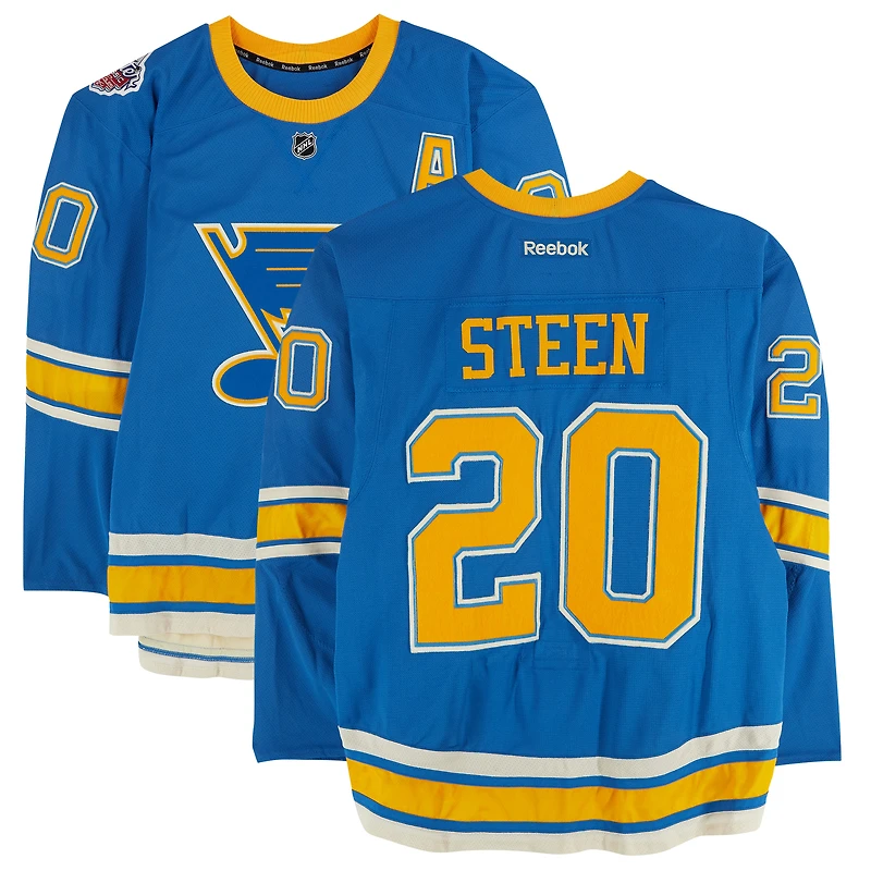 Alexander Steen St. Louis Blues Practice-Used #20 Blue Reebok Jersey vs. Chicago Blackhawks on January 2, 2017 - NHL Winter Classic - Worn During Warm-Ups