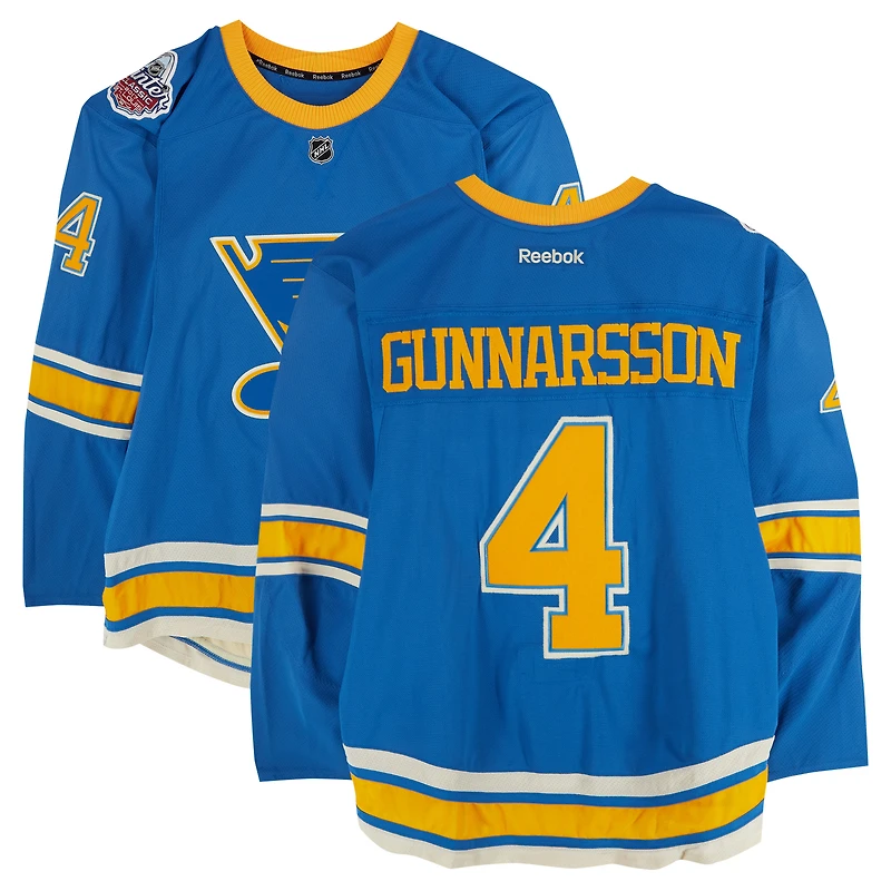 Carl Gunnarsson St. Louis Blues Practice-Used #4 Blue Reebok Jersey vs. Chicago Blackhawks on January 2, 2017 - NHL Winter Classic - Worn During Warm-Ups