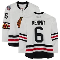 Michal Kempny Chicago Blackhawks Practice-Used #6 White Reebok Jersey vs. St. Louis Blues on January 2, 2017 - NHL Winter Classic - Worn During Warm-Ups
