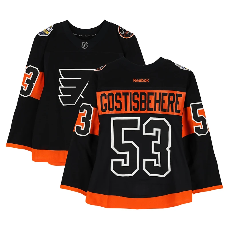 Shayne Gostisbehere Philadelphia Flyers Practice-Used #53 Black Reebok Jersey vs. Pittsburgh Penguins on February 25, 2017 - NHL Stadium Series - Worn During Warm-Ups