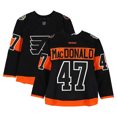 Andrew MacDonald Philadelphia Flyers Practice-Used #47 Black Reebok Jersey vs. Pittsburgh Penguins on February 25, 2017 - NHL Stadium Series - Worn During Warm-Ups