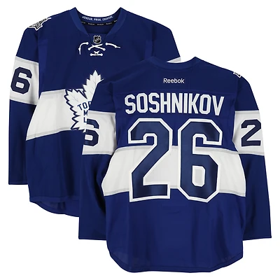 Nikita Soshnikov Toronto Maple Leafs Practice-Used #26 Blue Reebok Jersey vs. Detroit Red Wings on January 1, 2017 - NHL Centennial Classic - Worn During Warm-Ups