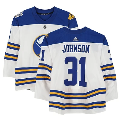 Chad Johnson Buffalo Sabres Practice-Used #31 White adidas Jersey vs. New York Rangers on January 1, 2018 - NHL Winter Classic - Worn During Warm-Ups