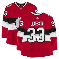 Fredrik Claesson Ottawa Senators Practice-Used #33 Red adidas Jersey vs. Montreal Canadiens on December 16, 2017 - NHL100 Classic - Worn During Warm-Ups