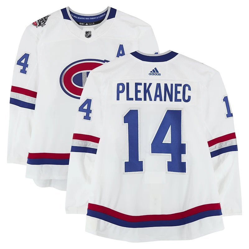 Tomas Plekanec Montreal Canadiens Practice-Used #14 White adidas Jersey vs. Ottawa Senators on December 16, 2017 - NHL 100 Classic - Worn During Warm-Ups