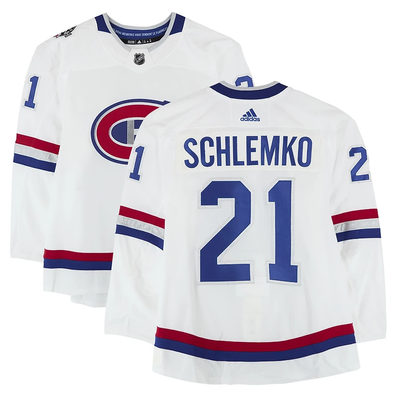 David Schlemko Montreal Canadiens Practice-Used #21 White adidas Jersey vs. Ottawa Senators on December 16, 2017 - NHL 100 Classic - Worn During Warm-Ups