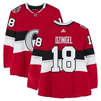 Ryan Dzingel Ottawa Senators Practice-Used #18 Red adidas Jersey vs. Montreal Canadiens on December 16, 2017 - NHL100 Classic - Worn During Warm-Ups