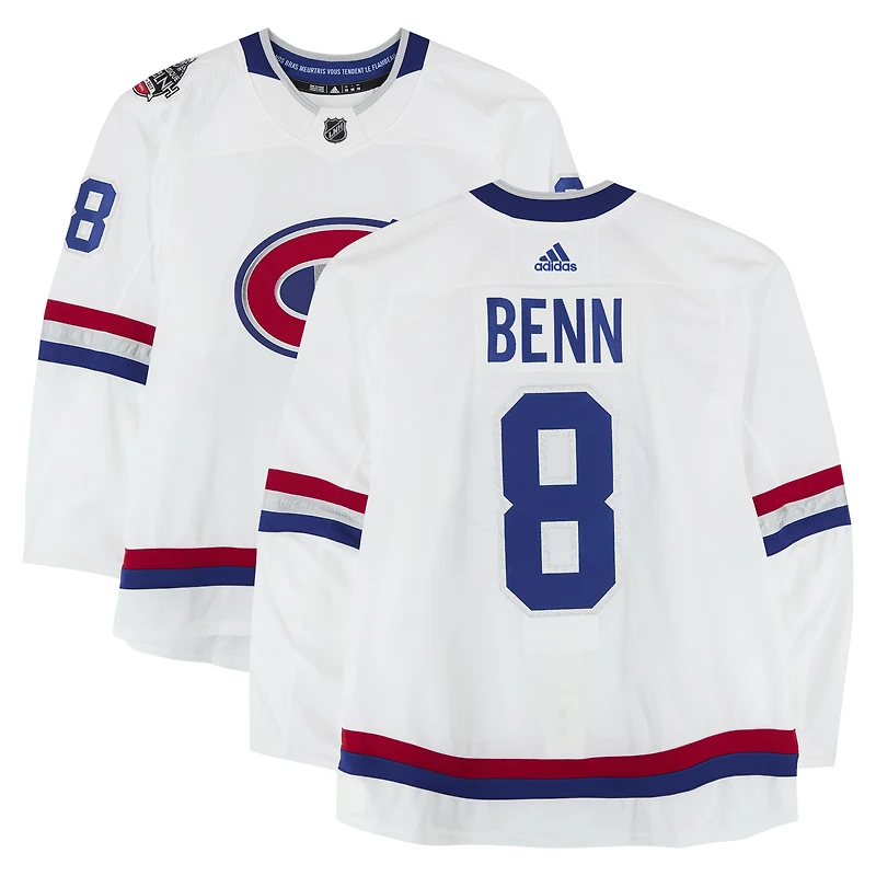 Jordie Benn Montreal Canadiens Practice-Used #8 White adidas Jersey vs. Ottawa Senators on December 16, 2017 - NHL 100 Classic - Worn During Warm-Ups