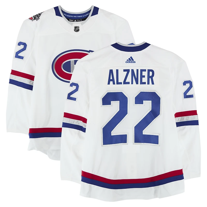 Karl Alzner Montreal Canadiens Practice-Used #22 White adidas Jersey vs. Ottawa Senators on December 16, 2017 - NHL 100 Classic - Worn During Warm-Ups