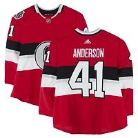 Craig Anderson Ottawa Senators Practice-Used #41 Red adidas Jersey vs. Montreal Canadiens on December 16, 2017 - NHL100 Classic - Worn During Warm-Ups
