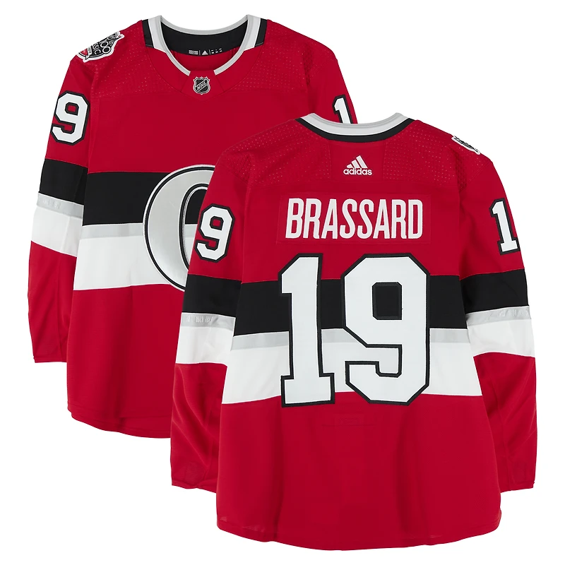 Derick Brassard Ottawa Senators Practice-Used #19 Red adidas Jersey vs. Montreal Canadiens on December 16, 2017 - NHL100 Classic - Worn During Warm-Ups