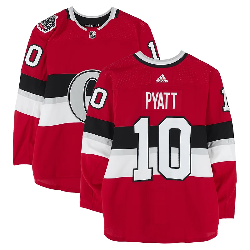 Tom Pyatt Ottawa Senators Practice-Used #10 Red adidas Jersey vs. Montreal Canadiens on December 16, 2017 - NHL100 Classic - Worn During Warm-Ups