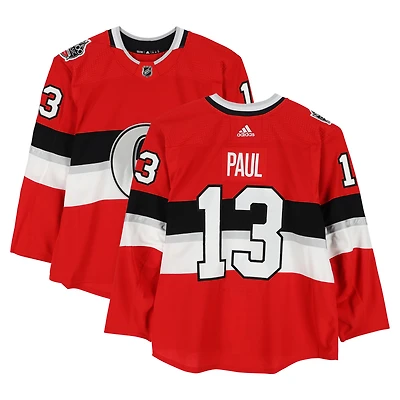 Nick Paul Ottawa Senators Player-Issued #13 Red adidas Jersey vs. Montreal Canadiens on December 16, 2017 - NHL100 Classic