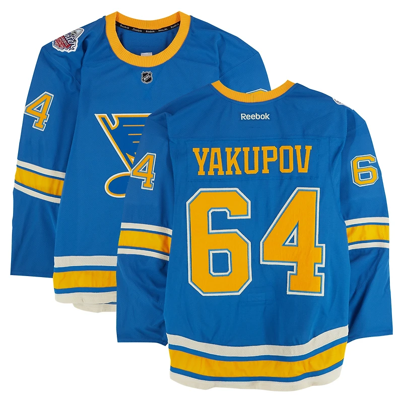 Nail Yakupov St. Louis Blues Player-Issued #64 Blue Reebok Jersey vs. Chicago Blackhawks on January 2, 2017 - NHL Winter Classic