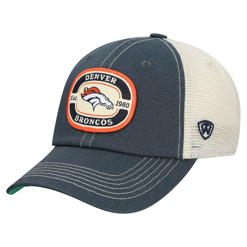Men's Top of the World Navy Denver Broncos Team Patch Adjustable Hat