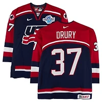 Chris Drury Team USA Game-Used #37 Navy Nike Jersey vs. Team Slovakia on September 3 during the 2004 World Cup of Hockey