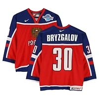 Ilya Bryzgalov Team Russia Game-Used #30 Red Nike Jersey vs. Team Slovakia on September 5 during the 2004 World Cup of Hockey