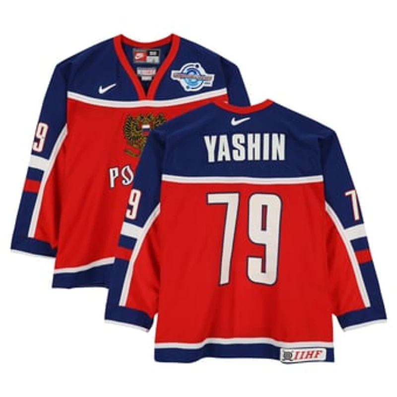 Alexei Yashin Team Russia Game-Used #79 Red Nike Jersey vs. Team Slovakia on September 5 during the 2004 World Cup of Hockey