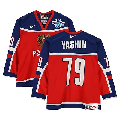 Alexei Yashin Team Russia Game-Used #79 Red Nike Jersey vs. Team Slovakia on September 5 during the 2004 World Cup of Hockey