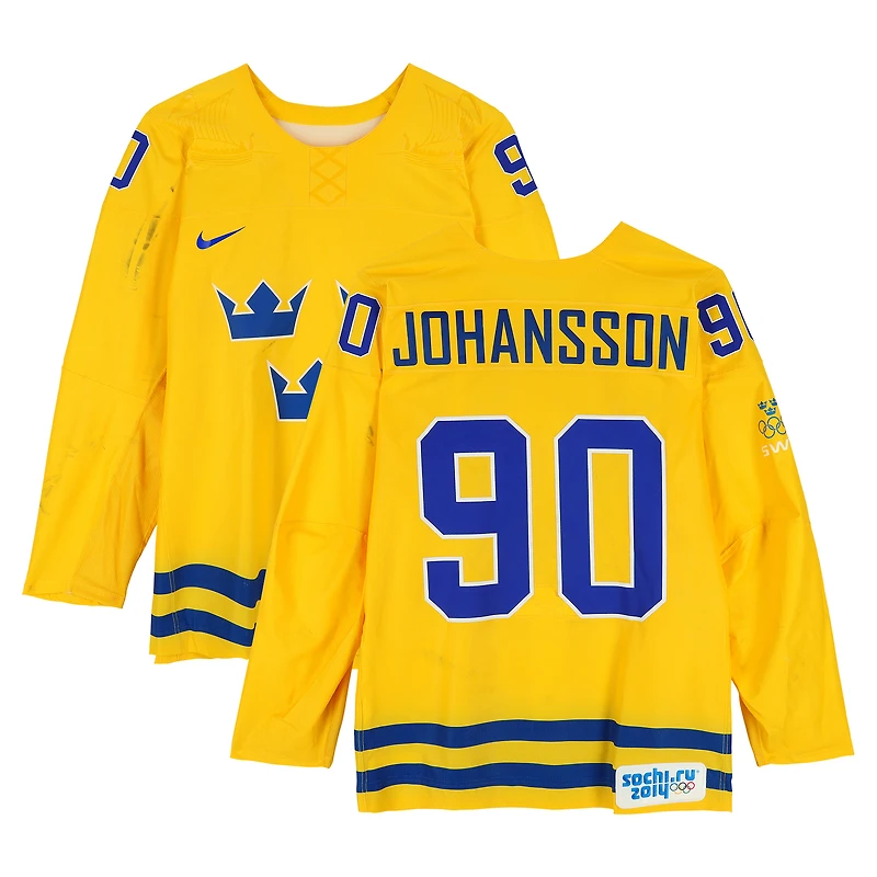 Marcus Johansson Team Sweden Game-Used #90 Yellow Nike Jersey vs. Team Switzerland on February 14 during the 2014 Olympic Games