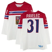 Ondrej Pavelec Team Czech Republic Player-Issued #31 White Nike Jersey vs. Team Sweden on February 12 during the 2014 Olympic Games