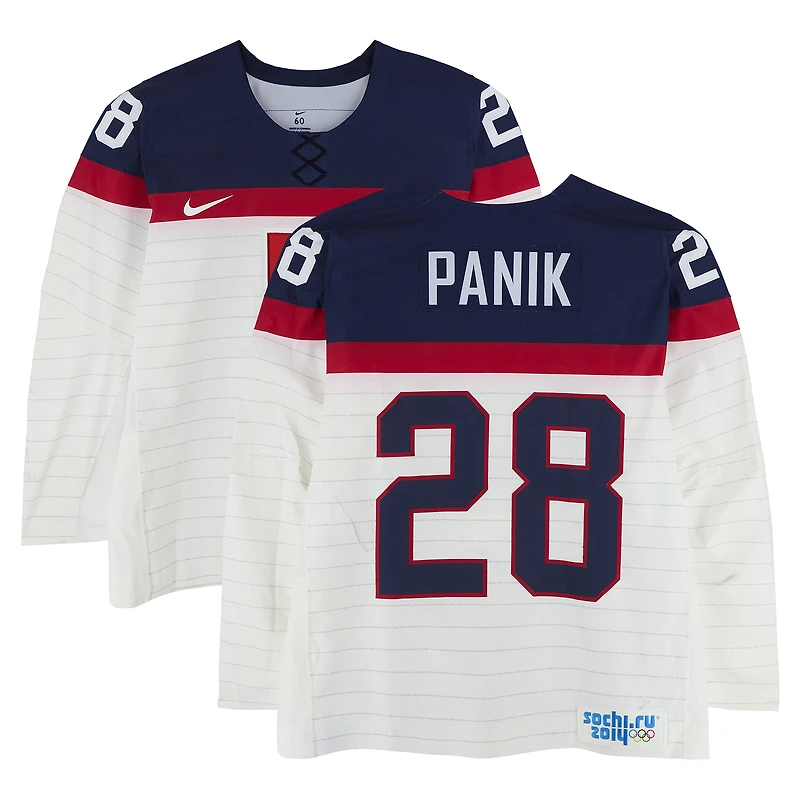 Richard Panik Team Slovakia Game-Used #28 White Nike Jersey vs. Team Slovenia on February 15 during the 2014 Olympic Games