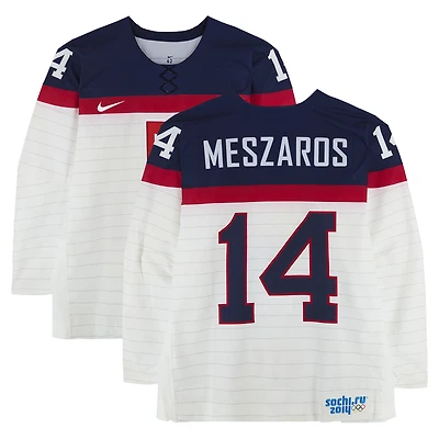 Andrej Meszaros Team Slovakia Game-Used #14 White Nike Jersey vs. Team Slovenia on February 15 during the 2014 Olympic Games