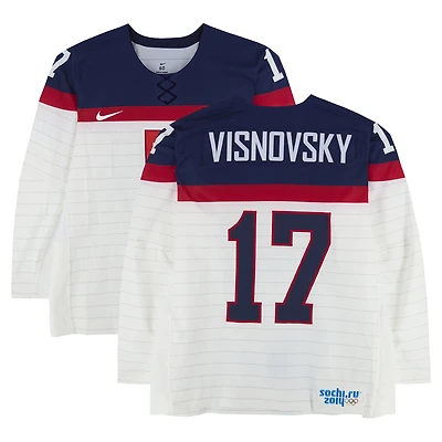 Lubomir Visnovsky Team Slovakia Player-Issued #17 White Nike Jersey vs. Team Slovenia on February 15 during the 2014 Olympic Games