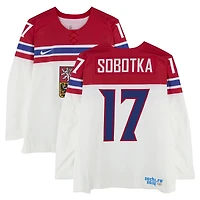 Vladimir Sobotka Team Czech Republic Player-Issued #17 White Nike Jersey vs. Team Sweden on February 12 during the 2014 Olympic Games