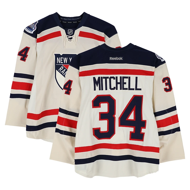 John Mitchell New York Rangers Practice-Used #34 White Reebok Jersey vs. Philadelphia Flyers on January 2, 2012 - NHL Winter Classic - Worn During Warm-Ups
