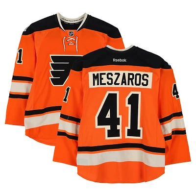 Andrej Meszaros Philadelphia Flyers Practice-Used #41 Orange Reebok Jersey vs. New York Rangers on January 2, 2012 - NHL Winter Classic - Worn During Warm-Ups