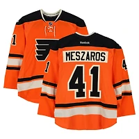 Andrej Meszaros Philadelphia Flyers Practice-Used #41 Orange Reebok Jersey vs. New York Rangers on January 2, 2012 - NHL Winter Classic - Worn During Warm-Ups