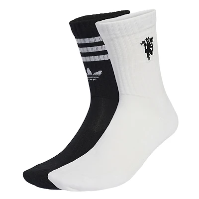 Unisex adidas White/Black Manchester United Two-Pack Crew Socks Set