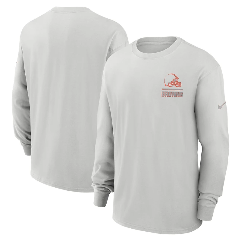 Men's Nike Gray Cleveland Browns Essential Heavy Max90 Long Sleeve T-Shirt