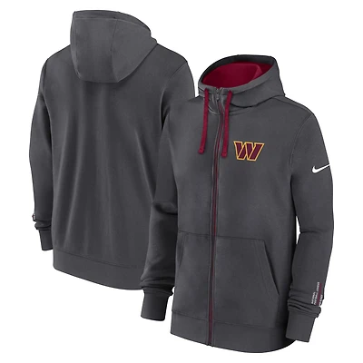 Men's Nike Anthracite Washington Commanders Primetime Club Full-Zip Hoodie