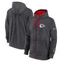 Men's Nike Anthracite Kansas City Chiefs Primetime Club Full-Zip Hoodie