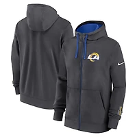 Men's Nike Anthracite Los Angeles Rams Primetime Club Full-Zip Hoodie