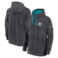 Men's Nike Anthracite Miami Dolphins Primetime Club Full-Zip Hoodie