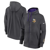 Men's Nike Anthracite Minnesota Vikings Primetime Club Full-Zip Hoodie