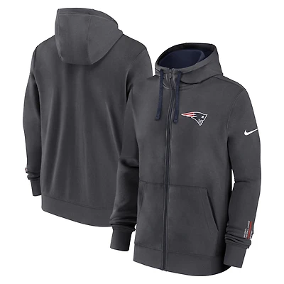Men's Nike Anthracite New England Patriots Primetime Club Full-Zip Hoodie