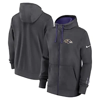 Men's Nike Anthracite Baltimore Ravens Primetime Club Full-Zip Hoodie