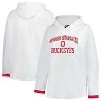 Women's Fanatics White Ohio State Buckeyes Plus Size Pullover Hoodie