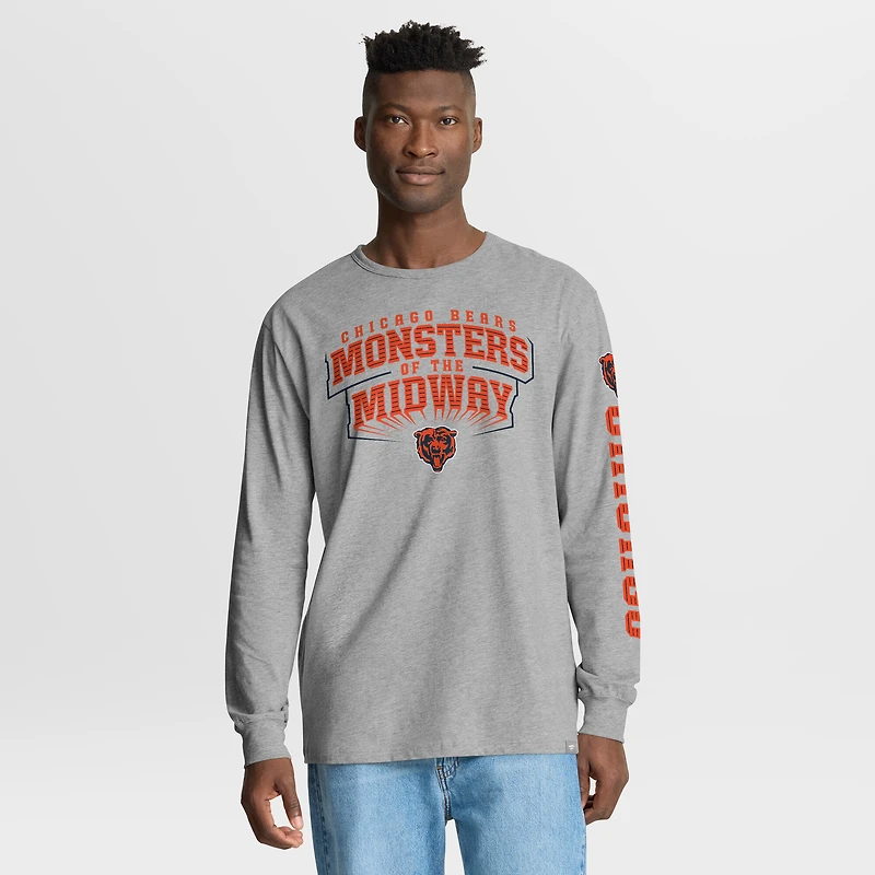 Men's Fanatics Heather Gray Chicago Bears Hometown Sweep Legacy Long Sleeve T-Shirt