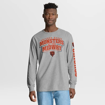 Men's Fanatics Heather Gray Chicago Bears Hometown Sweep Legacy Long Sleeve T-Shirt